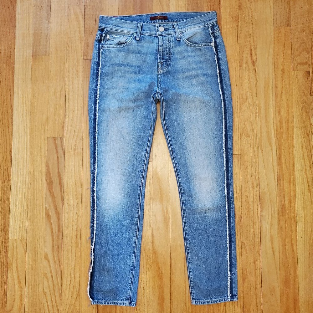7 For All Mankind Jeans Women 26 30x27 Blue Denim Button Fly 90s Mom Made in USA